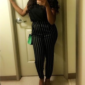 Straight black and white pants